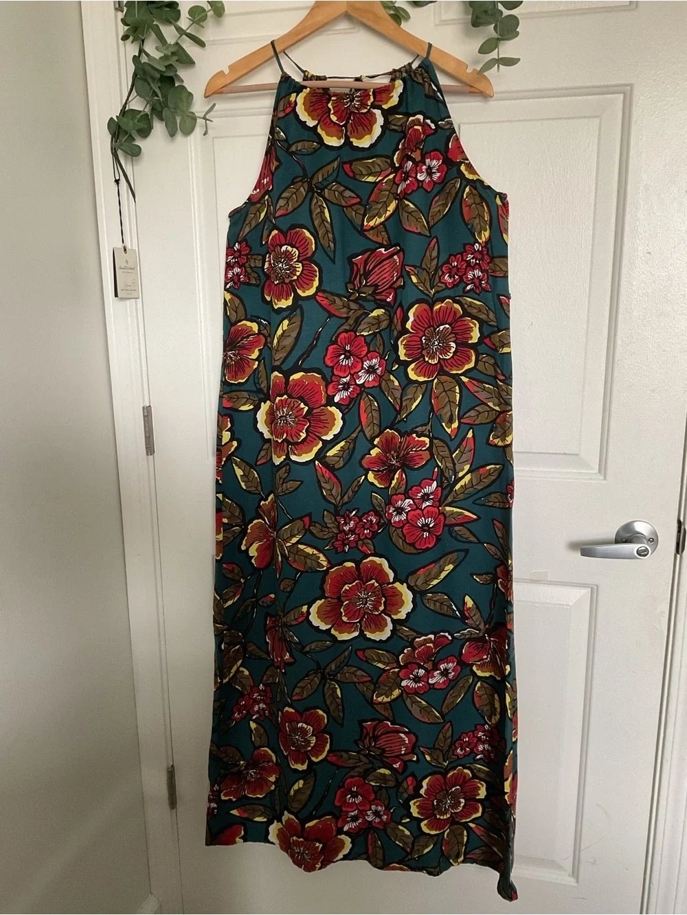 LOFT Teal Floral Halter Maxi Dress - Picture 2 of 7